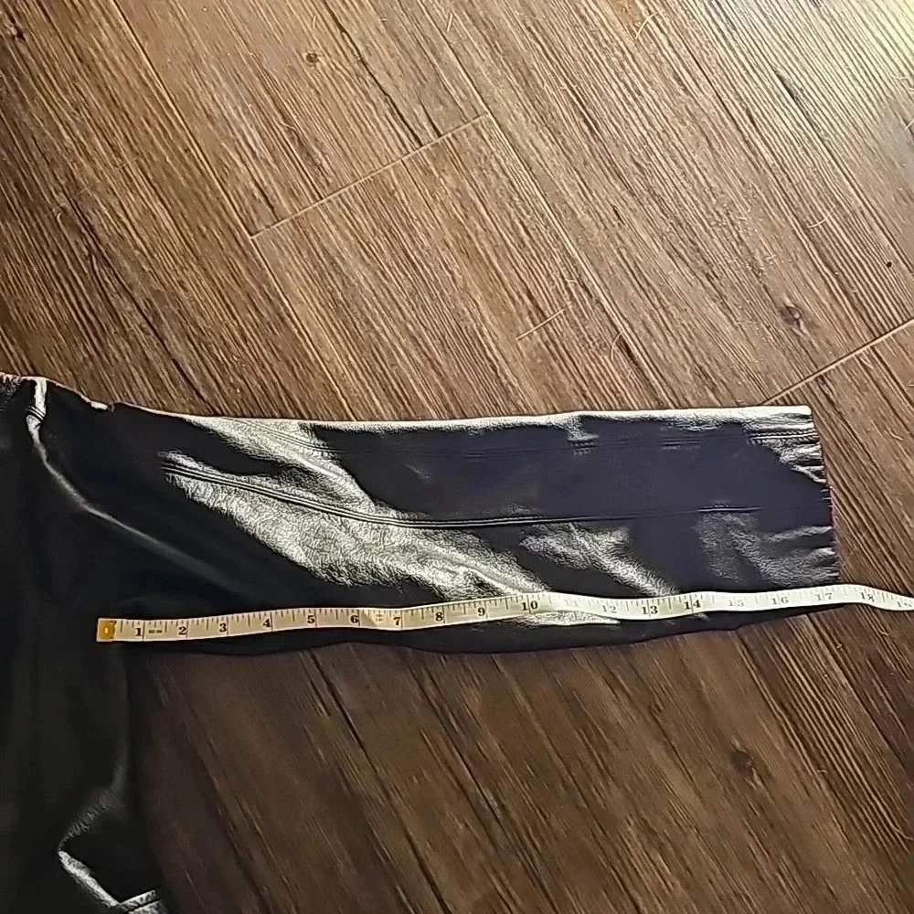 Womens Preston & York Black Leather Trench Moto Jacket Sz Petite Medium - Picture 7 of 7